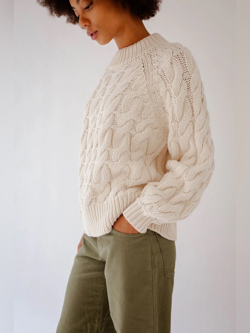 Sister Katie Julia Cable Knit Sweater in Natural Similar to Babaa, Misha & Puff